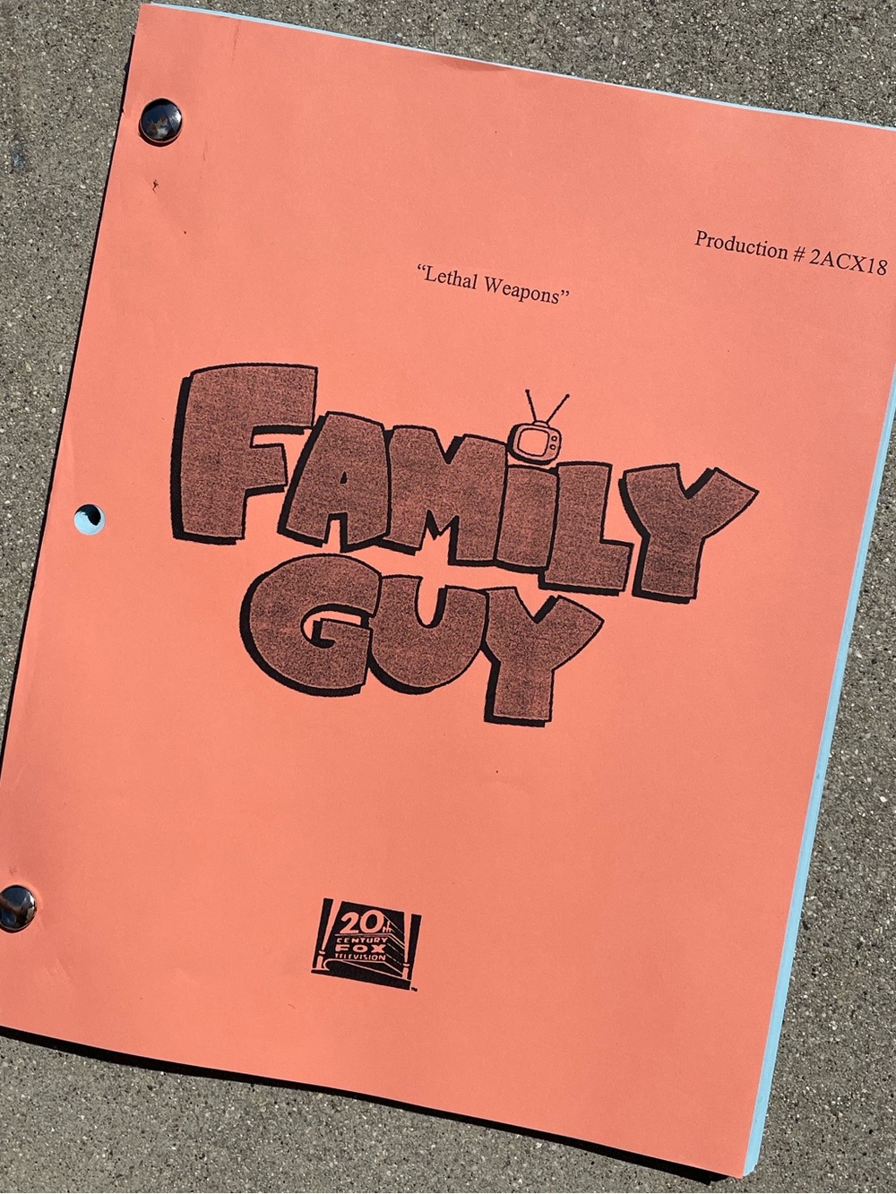 Family Guy VTG 1999 Production Used Record Draft Script Lethal Weapons